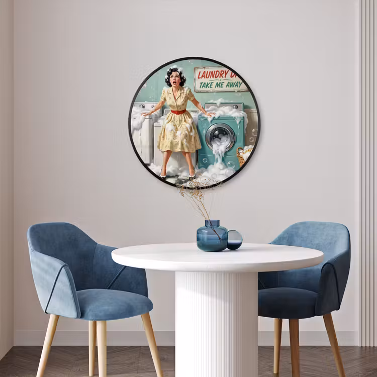 Ronde fotolijst - Retro - Blauw - Vrouw — 3