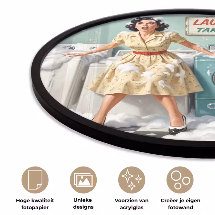 Ronde fotolijst - Retro - Blauw - Vrouw — 5