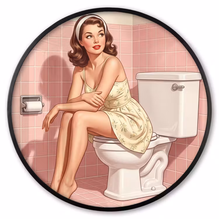 Ronde fotolijst - Roze - Retro - Vrouw — 1