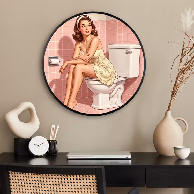 Ronde fotolijst - Roze - Retro - Vrouw — 2