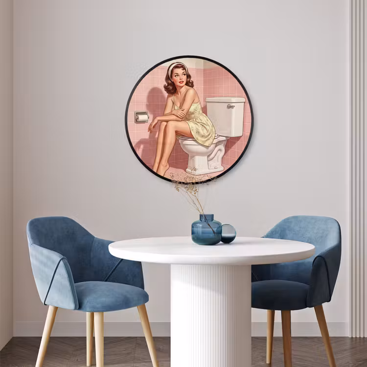 Ronde fotolijst - Roze - Retro - Vrouw — 3
