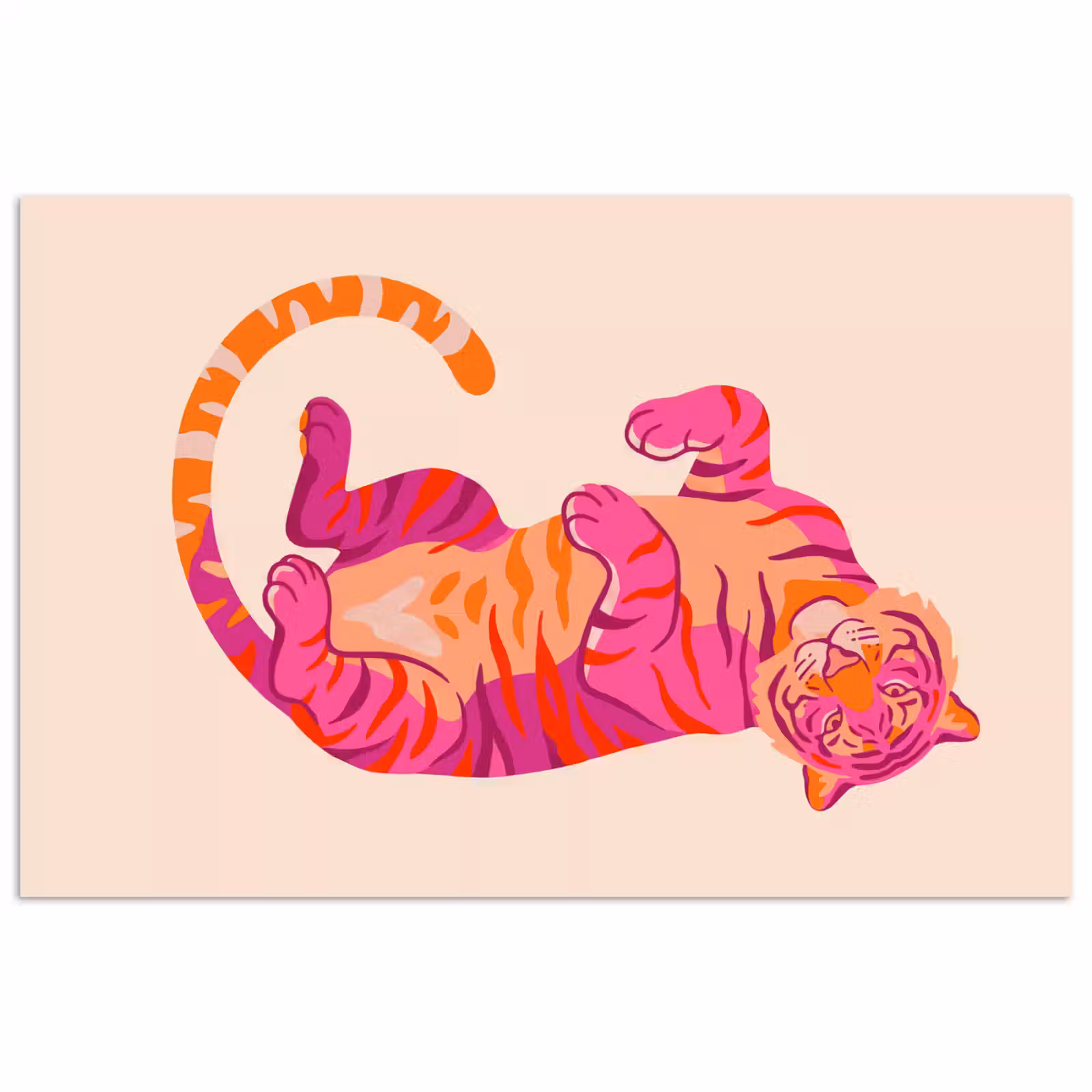 Poster - Tijger - Roze - Oranje — 1