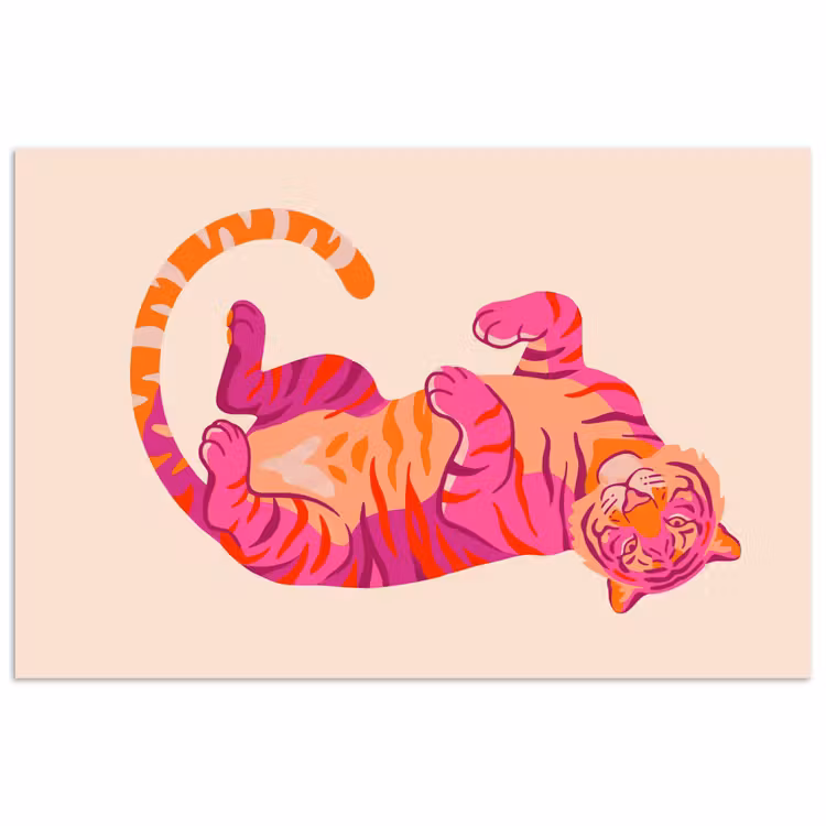 Poster - Tijger - Roze - Oranje — 1