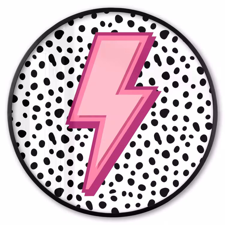 Ronde fotolijst - Bliksem - Roze - Stippen — 1