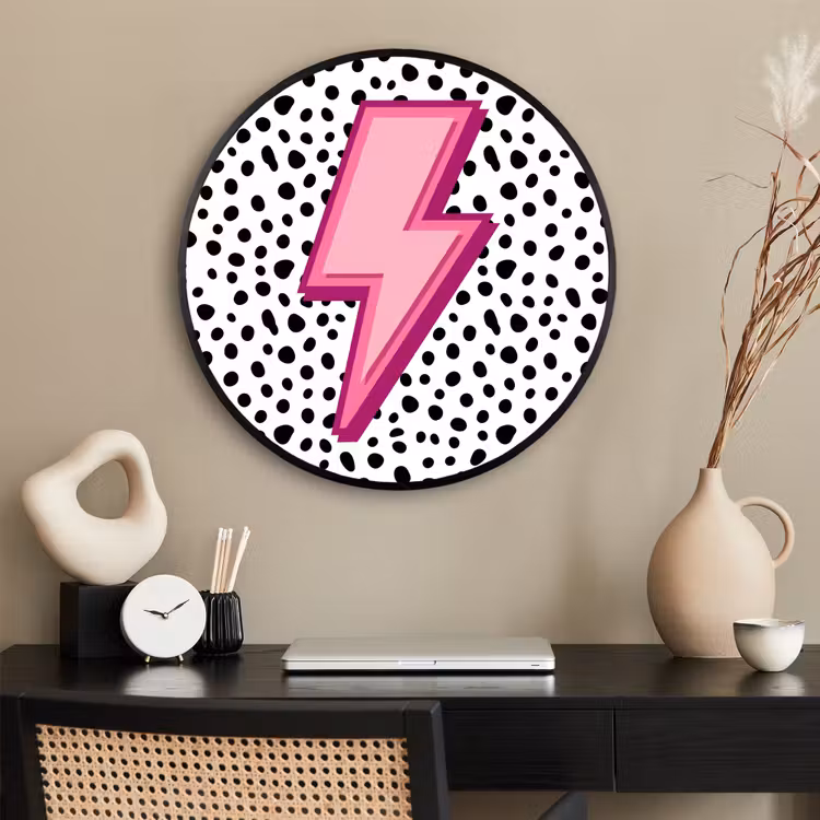 Ronde fotolijst - Bliksem - Roze - Stippen — 2