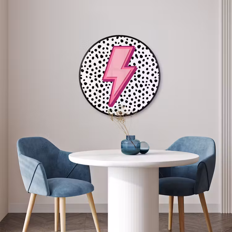Ronde fotolijst - Bliksem - Roze - Stippen — 3