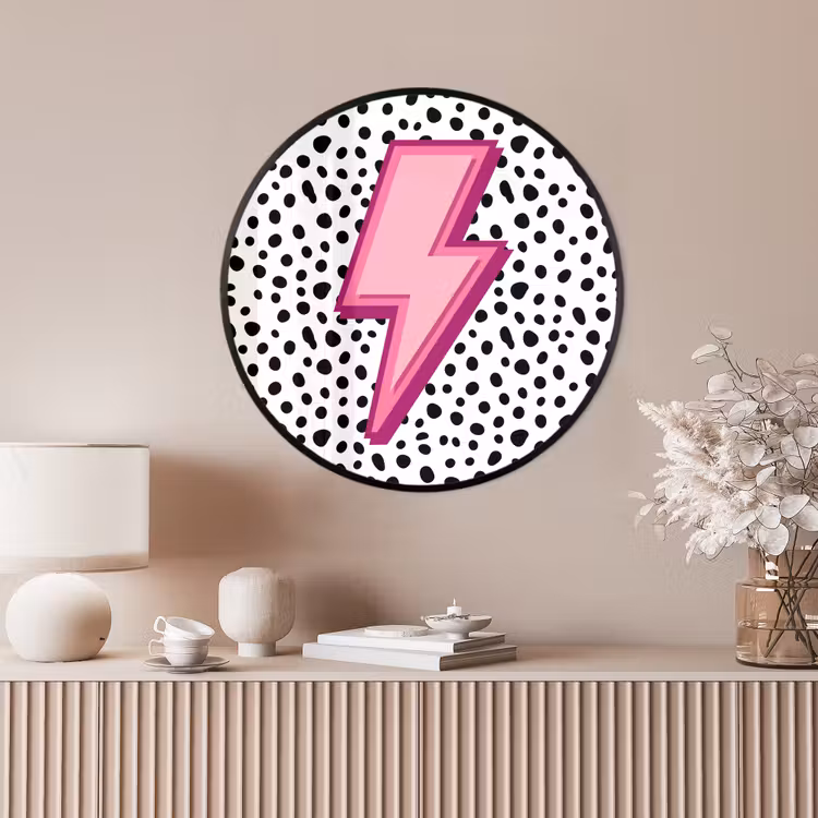 Ronde fotolijst - Bliksem - Roze - Stippen — 4