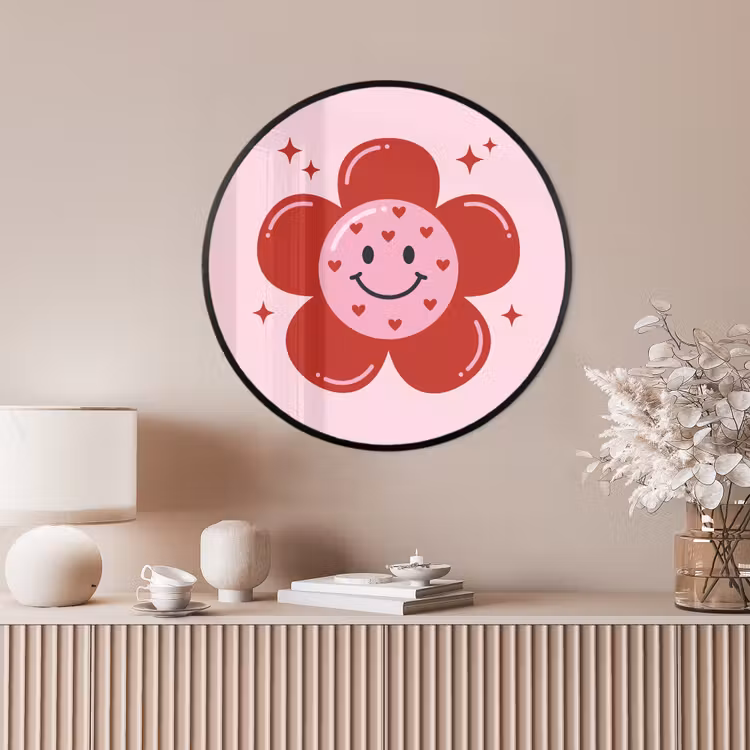 Ronde fotolijst - Bloem - Roze - Hartjes — 4