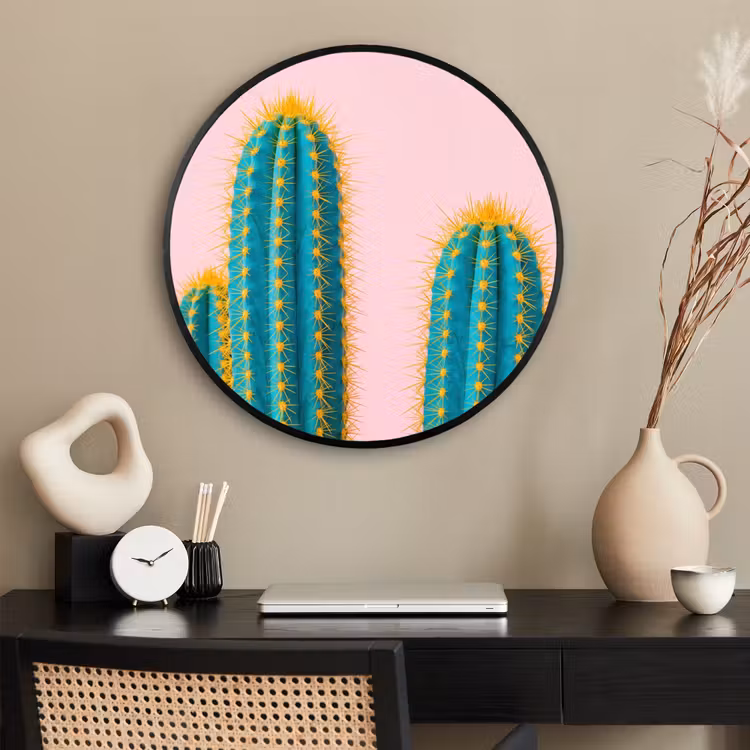 Ronde fotolijst - Cactussen - Modern - Pastel — 2