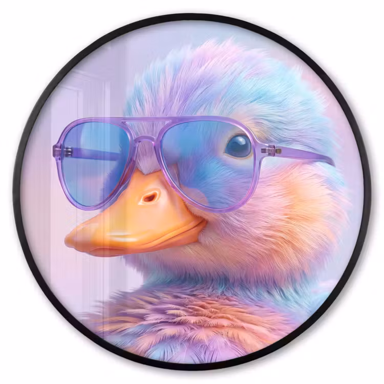 Ronde fotolijst - Eend - bril - Pastel — 1
