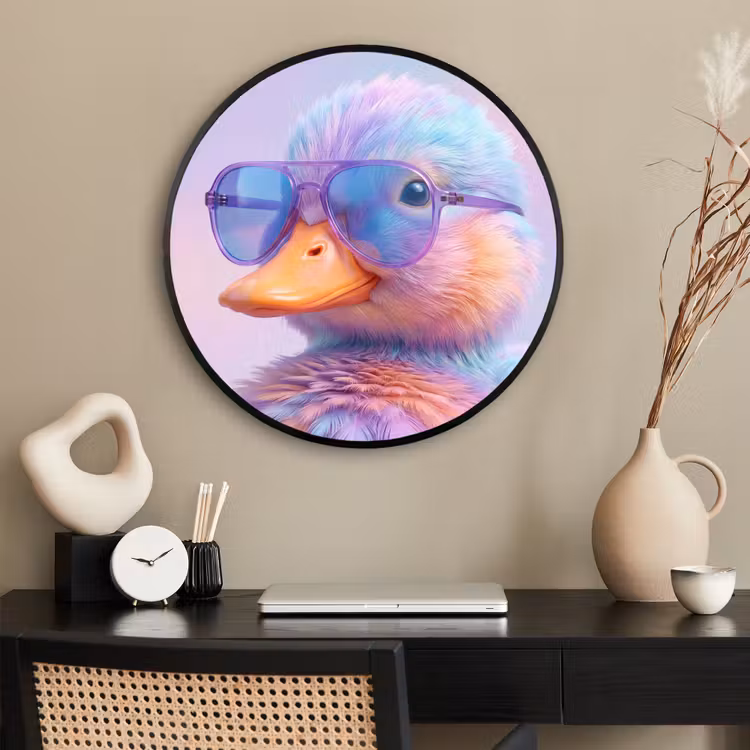 Ronde fotolijst - Eend - bril - Pastel — 2