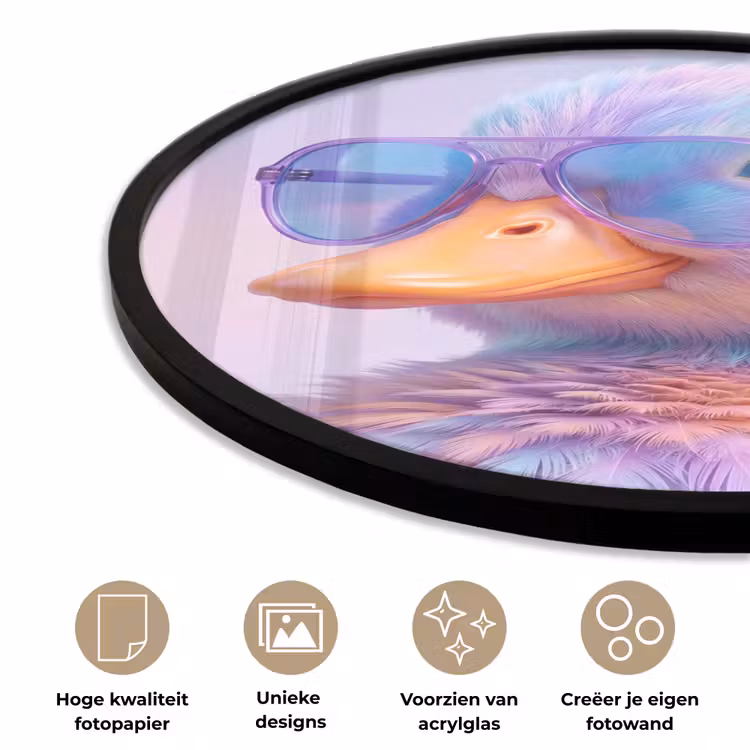 Ronde fotolijst - Eend - bril - Pastel — 5