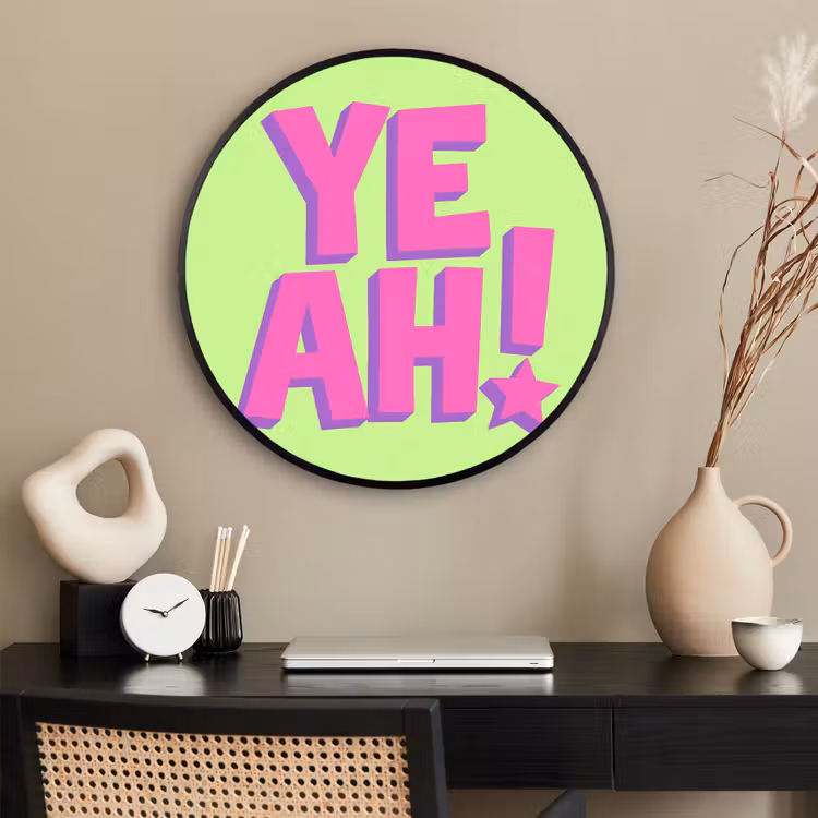 Ronde fotolijst - Groen - Neon - Quote — 2