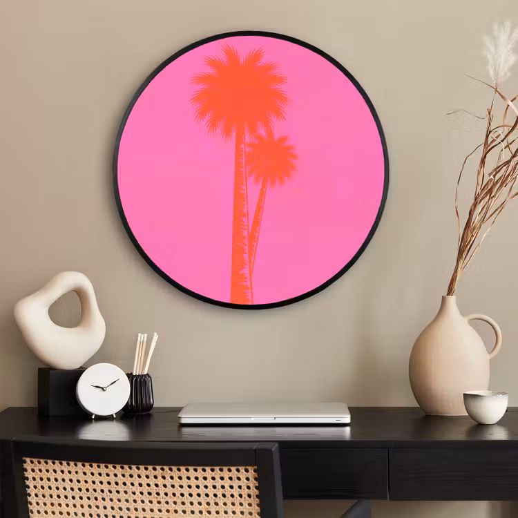 Ronde fotolijst - Palmbomen - Modern - Roze — 2
