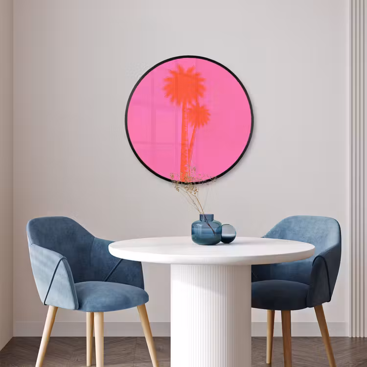 Ronde fotolijst - Palmbomen - Modern - Roze — 3