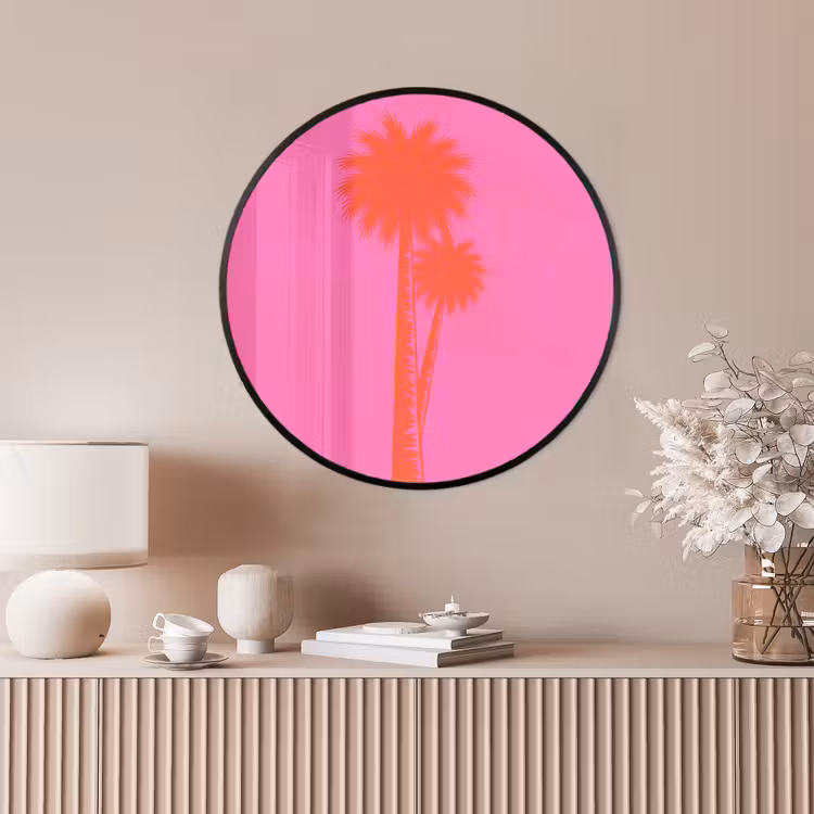 Ronde fotolijst - Palmbomen - Modern - Roze — 4