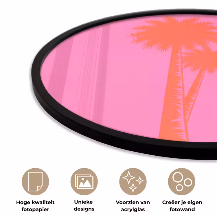 Ronde fotolijst - Palmbomen - Modern - Roze — 5