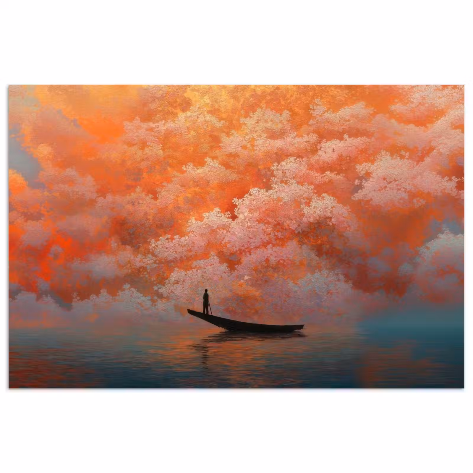 Poster - Zee - Boot - Wolken - Oranje — 1
