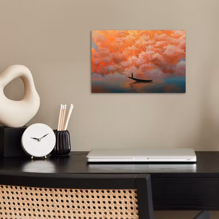 Poster - Zee - Boot - Wolken - Oranje — 2