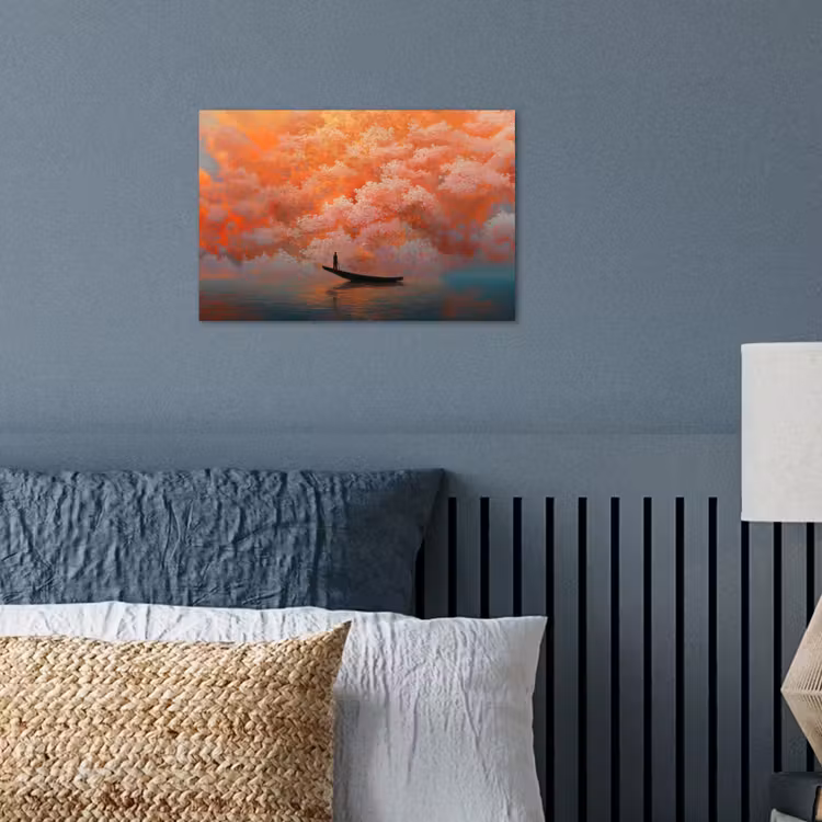 Poster - Zee - Boot - Wolken - Oranje — 3