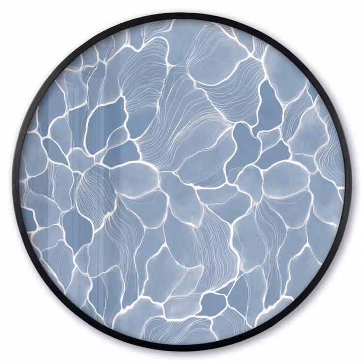Ronde fotolijst - Abstract - Blauw - Bladeren — 1