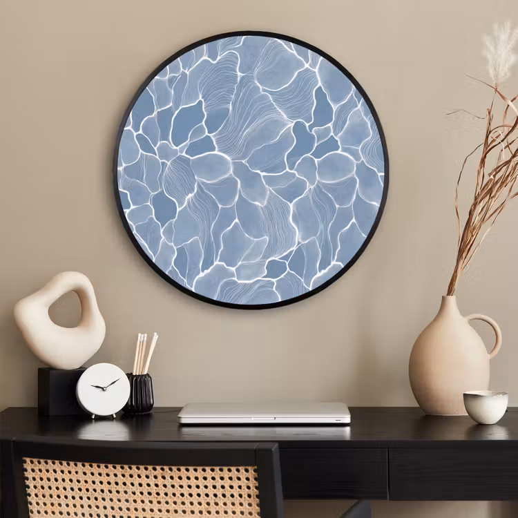 Ronde fotolijst - Abstract - Blauw - Bladeren — 2