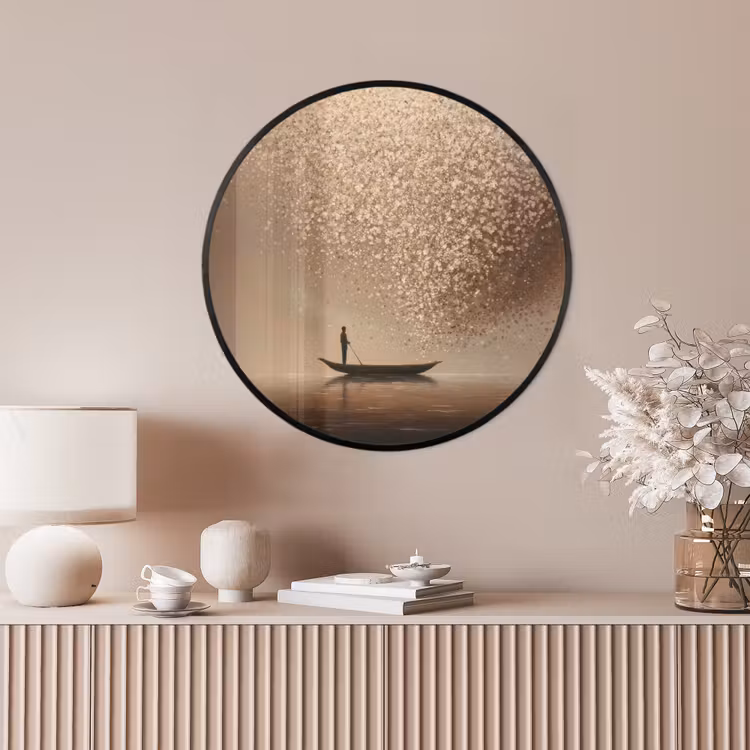 Ronde fotolijst - Bootje - Blaadjes - Goud - Water — 4
