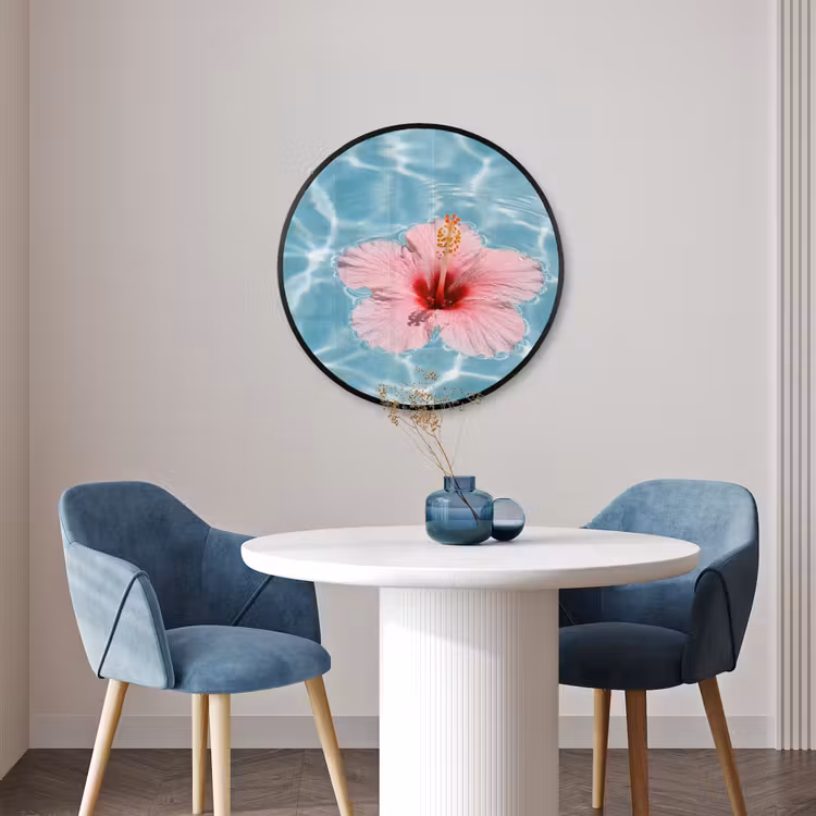 Ronde fotolijst - Hibiscus - Water - Roze — 3