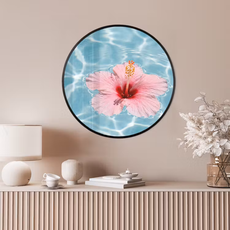 Ronde fotolijst - Hibiscus - Water - Roze — 4