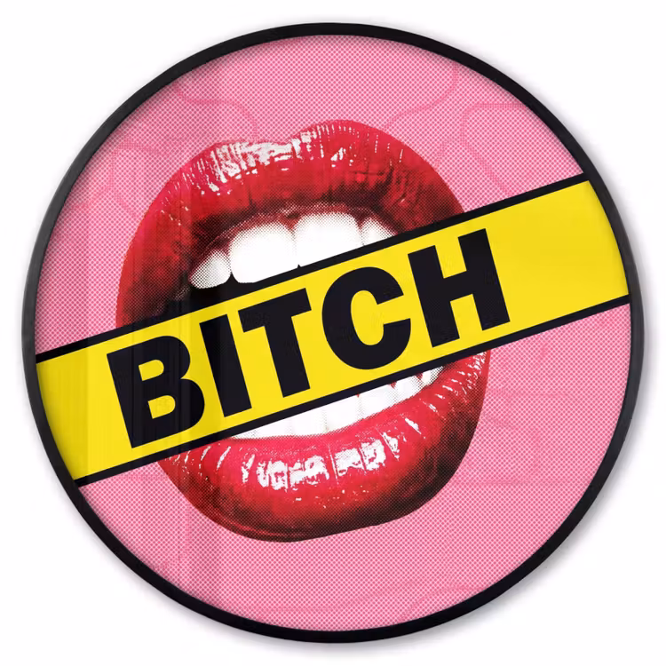 Ronde fotolijst - Lippen - Tekst - Kleurrijk — 1