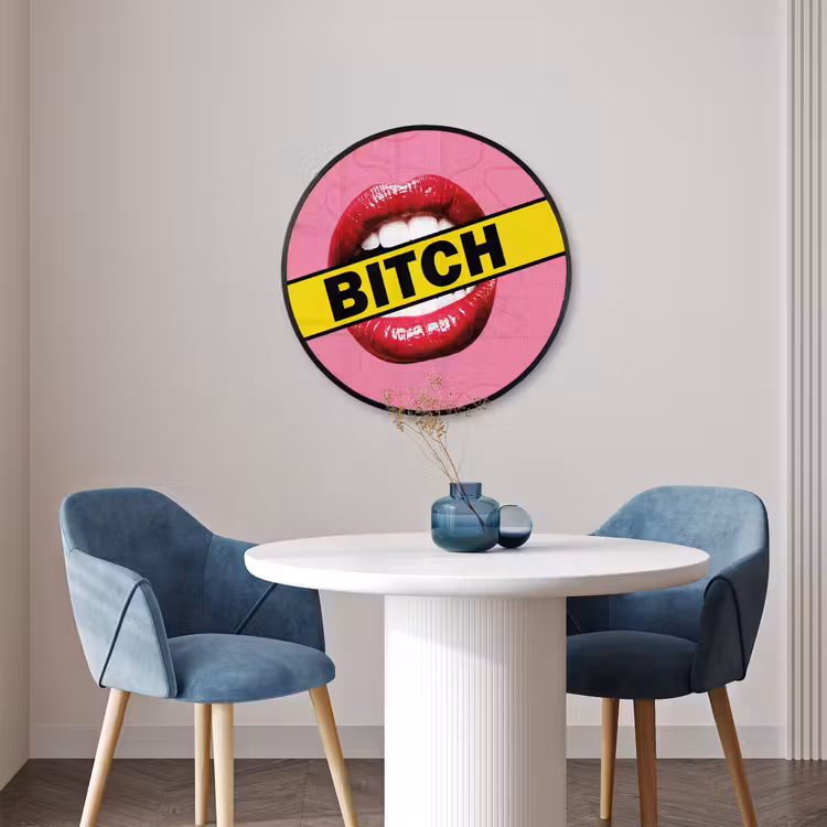 Ronde fotolijst - Lippen - Tekst - Kleurrijk — 3