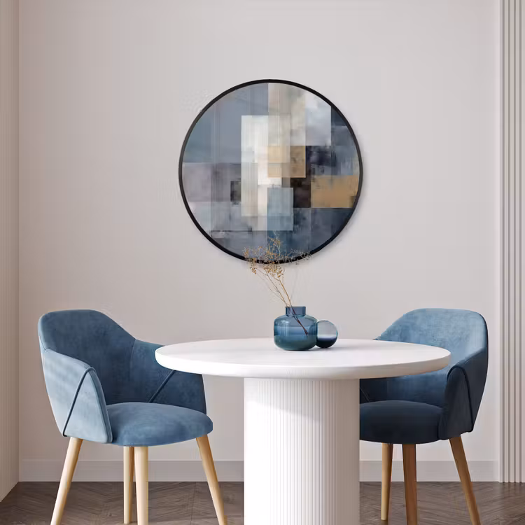 Ronde fotolijst - Rechthoeken - Abstract - Blauw — 3