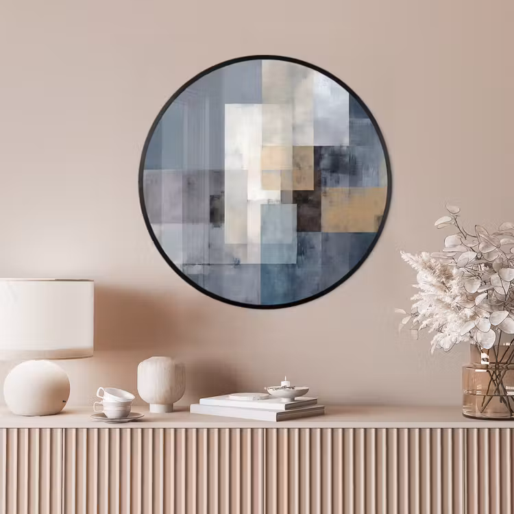 Ronde fotolijst - Rechthoeken - Abstract - Blauw — 4