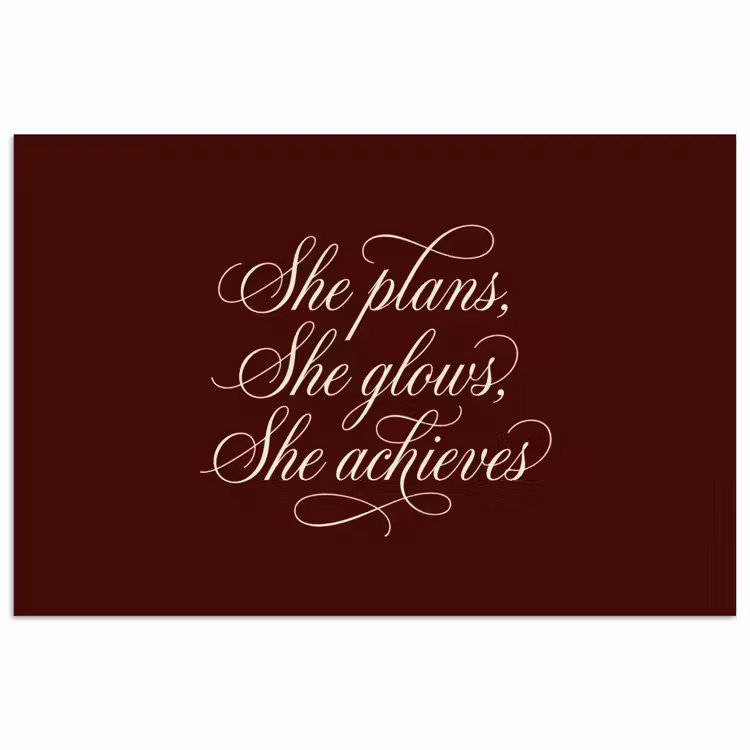 Poster - She plans she glows she achieves - Rood - Cursief — 1