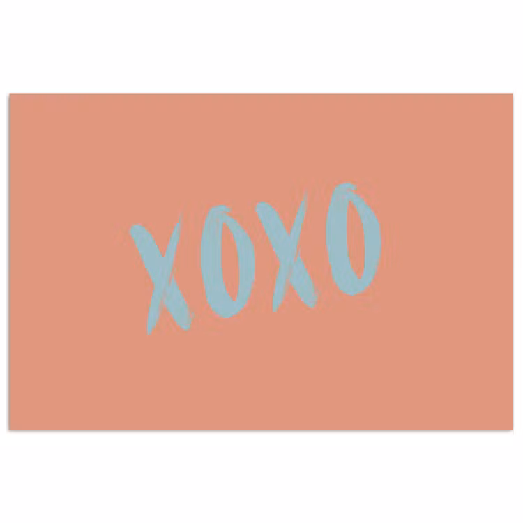 Poster - XOXO - Blauw - Perzikkleur — 1