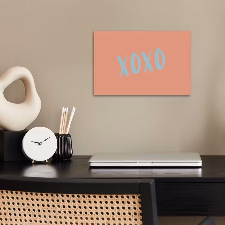 Poster - XOXO - Blauw - Perzikkleur — 2