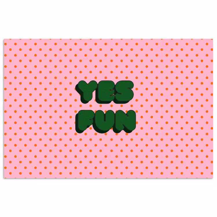Poster - Yes fun - Groen - Roze - Stippen — 1
