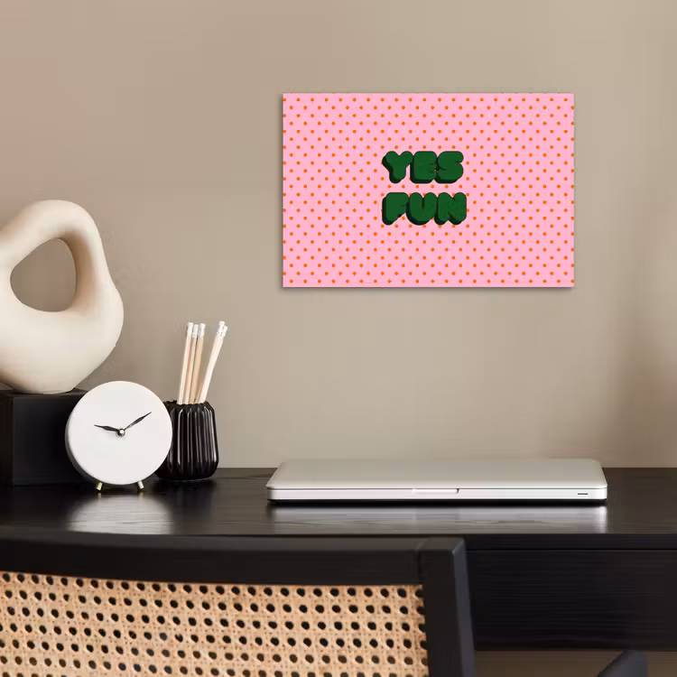 Poster - Yes fun - Groen - Roze - Stippen — 2