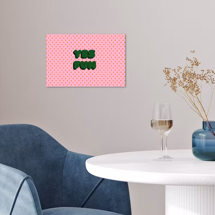 Poster - Yes fun - Groen - Roze - Stippen — 4