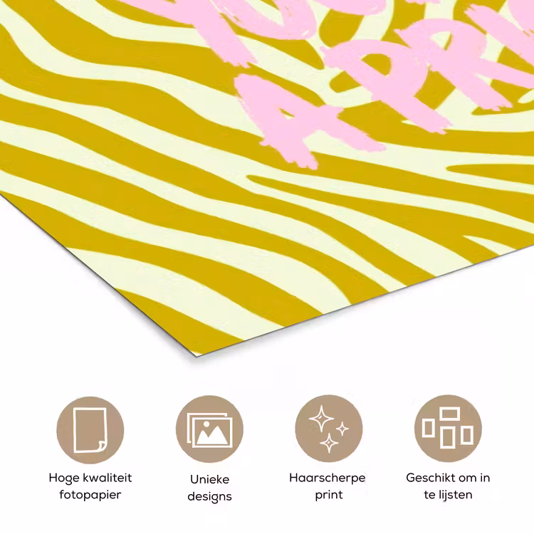 Poster - Zebraprint - Priority - Roze — 5