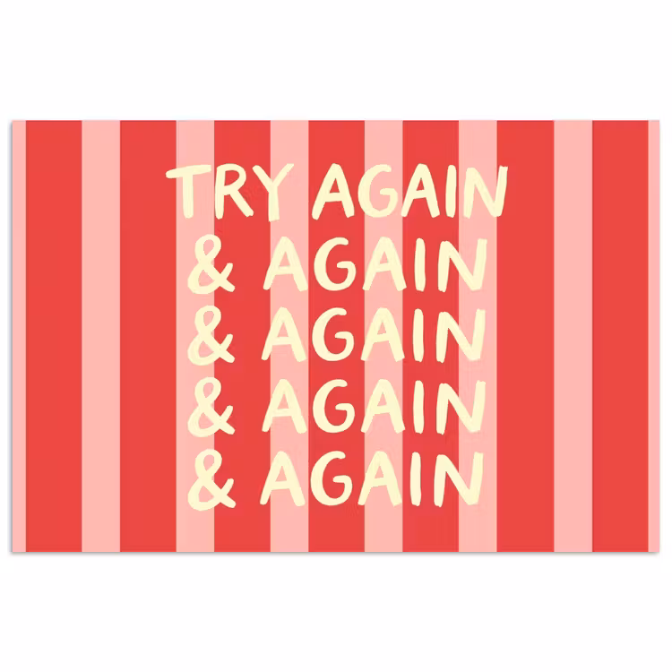 Poster - Strepen - Rood - Try again — 1