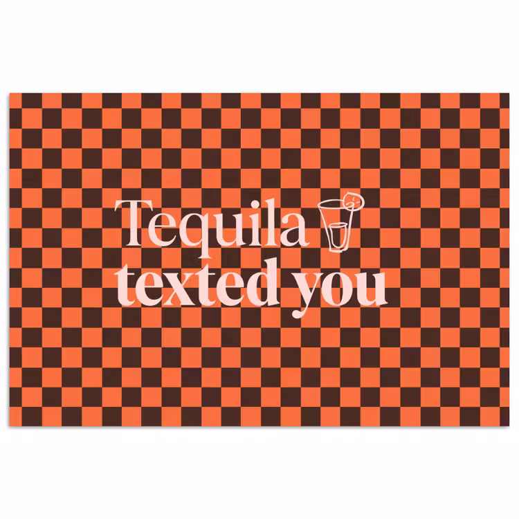 Poster - Tequila texted you - Glas - Vierkanten - Oranje — 1