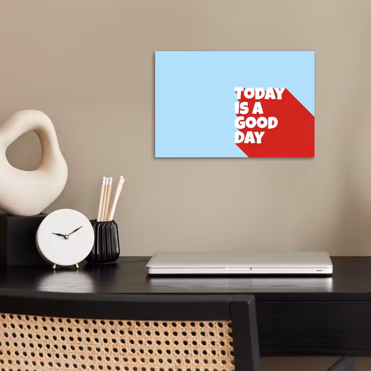 Poster - Today is a good day - Rood - lichtblauw — 2