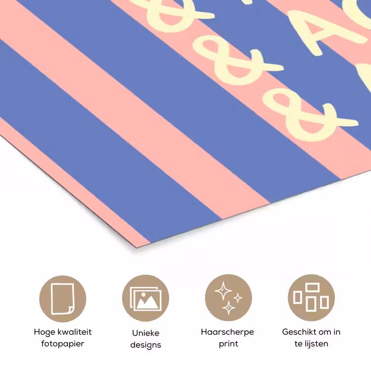 Poster - Try again - Strepen - Roze - Verticaal - Blauw — 5