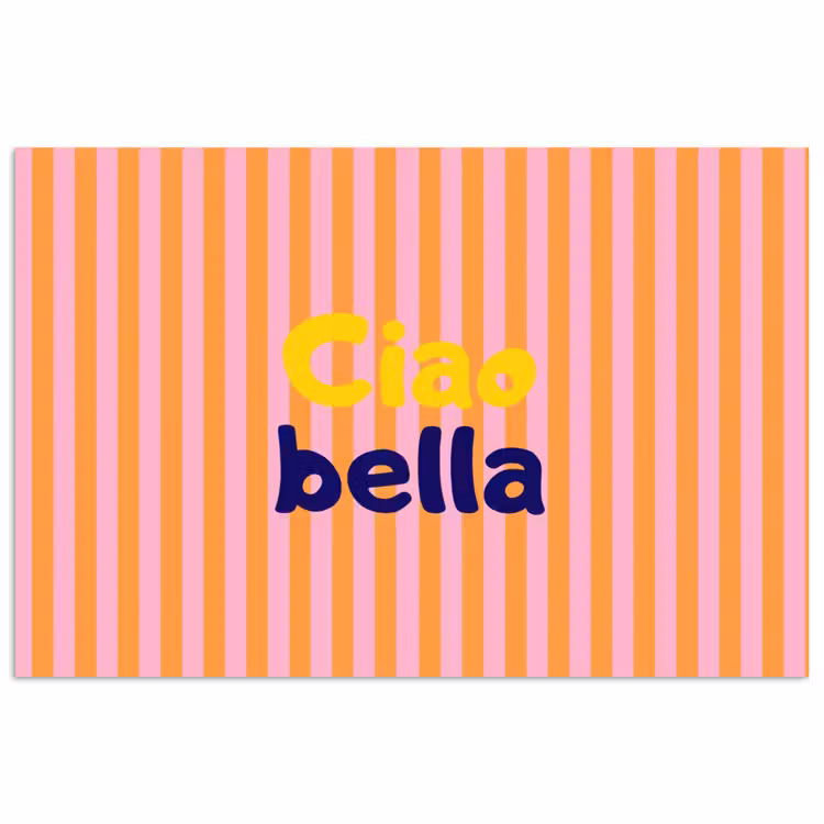Poster - Verticaal - Strepen - Oranje - Ciao bella — 1