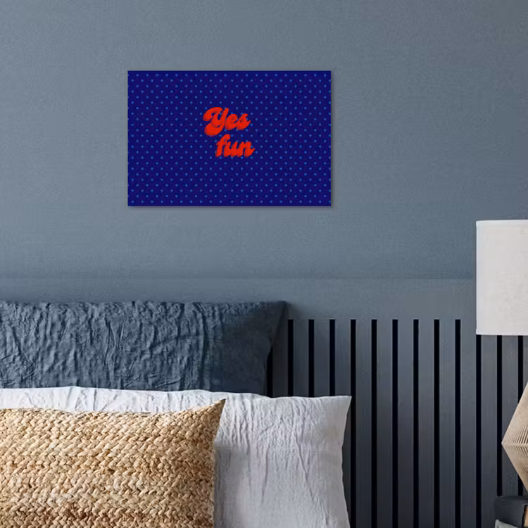 Poster - Yes fun - Rood - Blauw - Stippen — 3