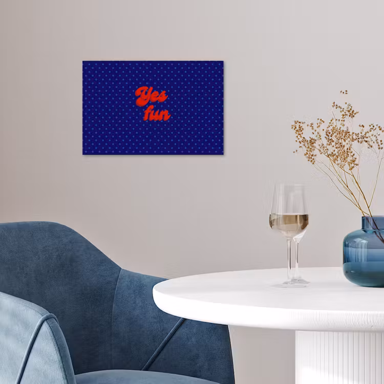 Poster - Yes fun - Rood - Blauw - Stippen — 4