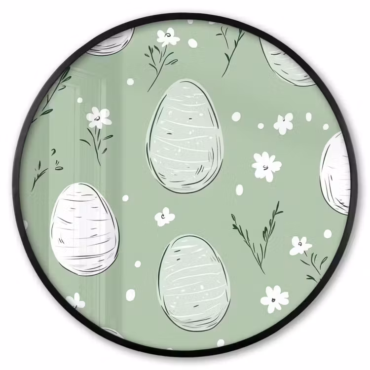 Ronde fotolijst - Groen - Eieren - Patroon — 1