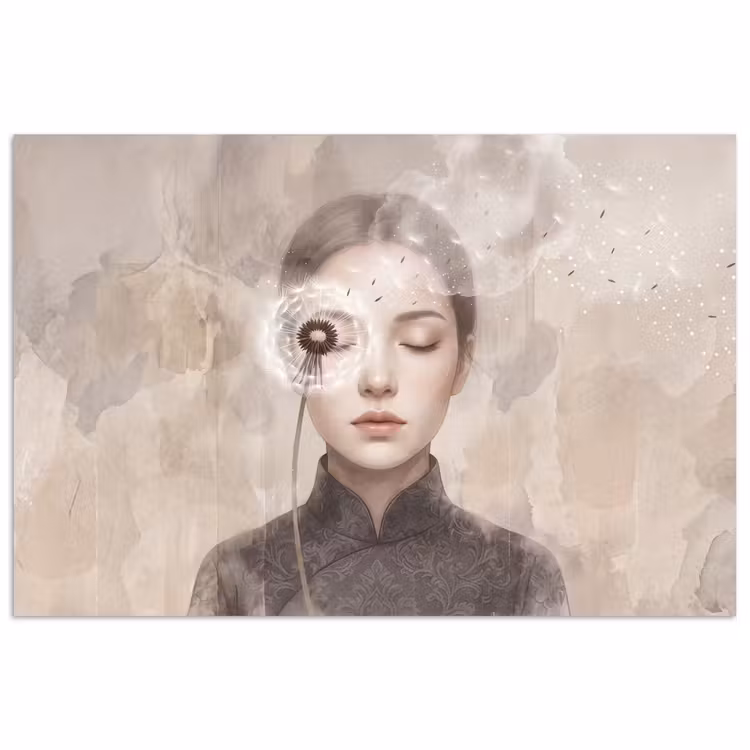 Poster - Vrouw - Sereen - Grijs — 1