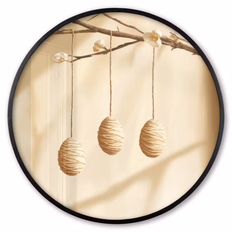 Ronde fotolijst - Beige - Paastak - Eieren — 1